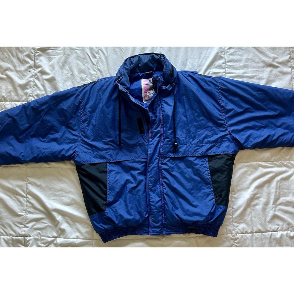 VTG 90's Steep Slopes Men's Colorblock Blu/Blk Ski Jacket Full Zip Puffer